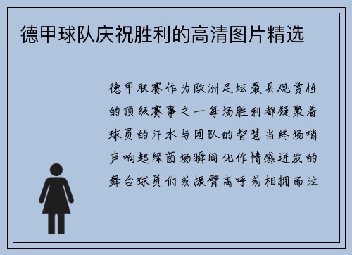 德甲球队庆祝胜利的高清图片精选